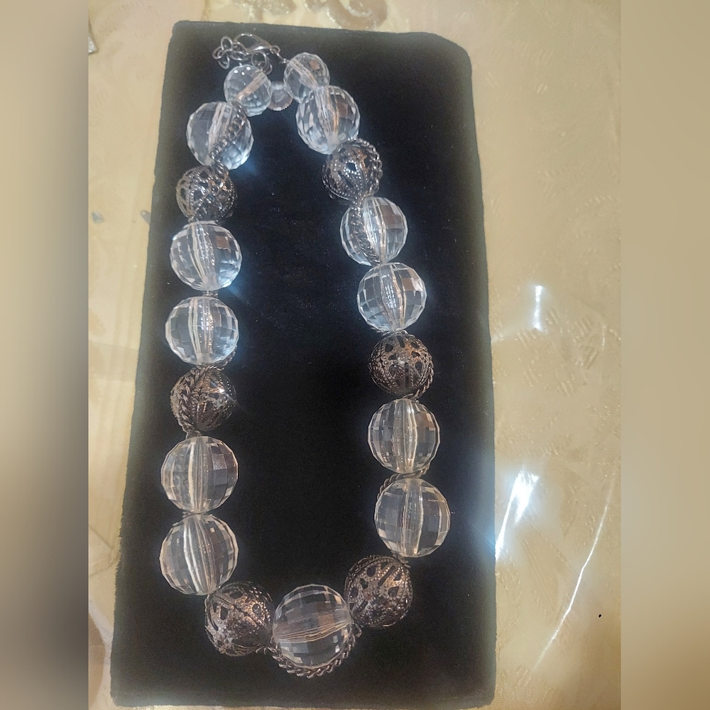 Elegant Clear Beaded Necklace By Graziano